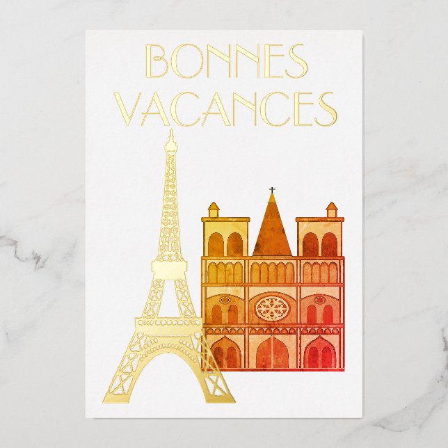 Bonnes Vacances Foil Holiday Card (Front)