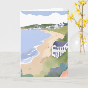 Bonnet Shores   Rhode Island Beach Watercolor Card