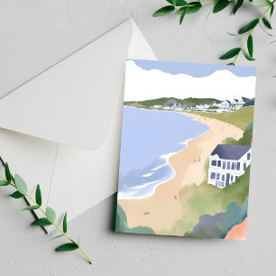 Bonnet Shores   Rhode Island Beach Watercolor Card