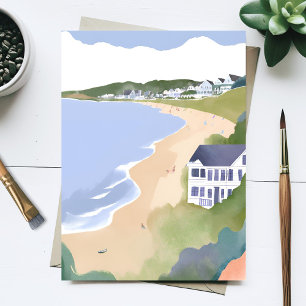 Bonnet Shores Rhode Island Beach Watercolor Postcard