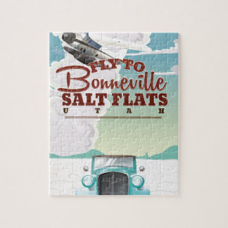 Bonneville Salt Flat Utah vintage travel Jigsaw Puzzle