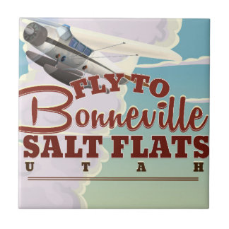 Bonneville Salt Flat Utah vintage travel poster Tile