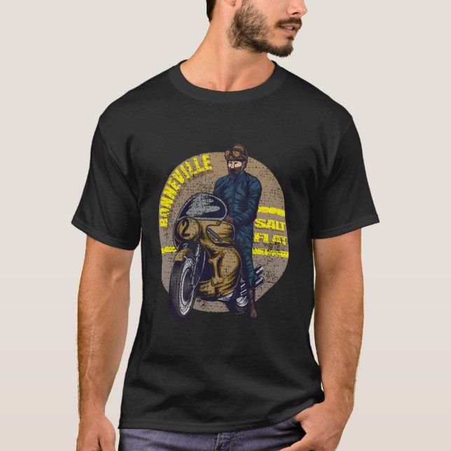 Bonneville Salt Flats Motorcycle Rider T-Shirt (Front)