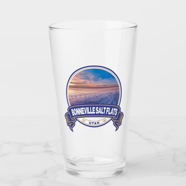 Bonneville Salt Flats Utah Travel Badge Glass (Front)