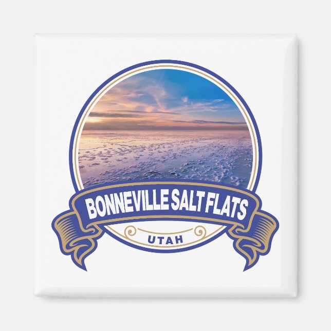 Bonneville Salt Flats Utah Travel Badge Magnet (Front)