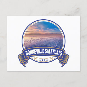 Bonneville Salt Flats Utah Travel Badge Postcard