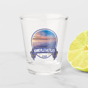 Bonneville Salt Flats Utah Travel Badge Shot Glass