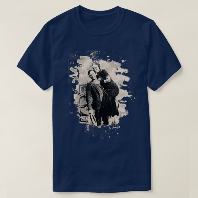 Bonnie amp Clyde bleached look T-Shirt (Design Front)