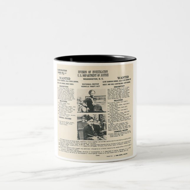bonnie and clyde fbi poster mug (Center)