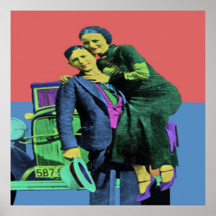 Bonnie and Clyde Pop Art Poster