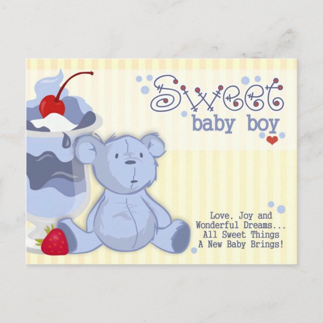 Bonnie Blue Bear Shower Invitation (Front)
