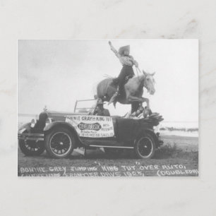 Bonnie Gray jumping her horse. Postcard