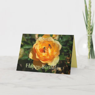 Bonnie Happy Birthday Yellow Rose With Honeybees Card