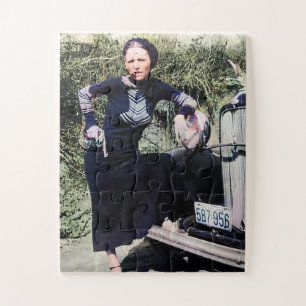 Bonnie Parker Smoking A Cigar 1933 Colour Redux Jigsaw Puzzle