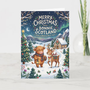 Bonnie Scotland Highland Cow Christmas Card