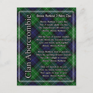 Bonnie Scotland I Adore Thee Abercrombie Tartan Postcard