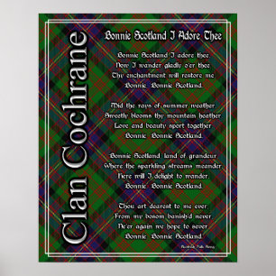 Bonnie Scotland I Adore Thee Clan Cochrane Tartan Poster