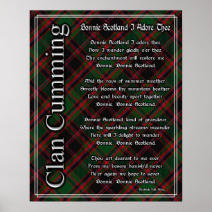 Bonnie Scotland I Adore Thee Clan Cumming Tartan Poster