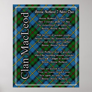 Bonnie Scotland I Adore Thee Clan MacLeod Tartan Poster