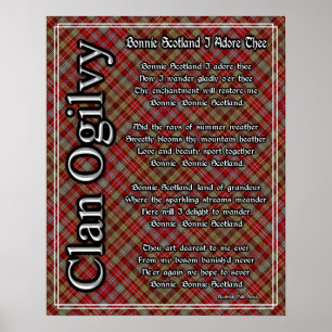 Bonnie Scotland I Adore Thee Clan Ogilvy Tartan Poster
