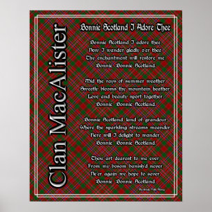 Bonnie Scotland I Adore Thee MacAlister Tartan Poster