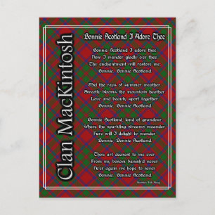 Bonnie Scotland I Adore Thee MacKintosh Tartan Postcard