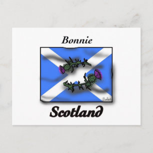 Bonnie Scotland thistle flag Postcard