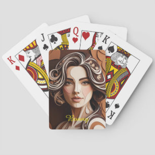 Bonny Paper-Cut Portrait in Warm Earth Tones Playing Cards