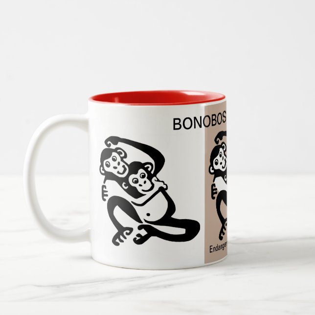 BONOBOS - Cheeky Monkey - Wildlife Africa Two-Tone Coffee Mug (Left)