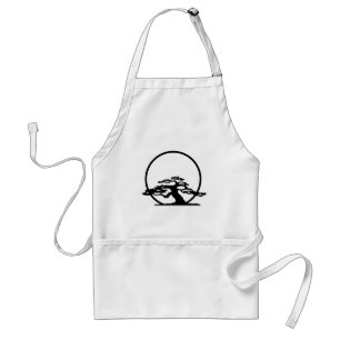 Bonsai against sun outline image graphic design standard apron