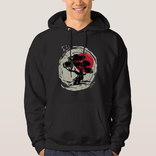 Bonsai Art Japanese Sunset Hoodie (Front)
