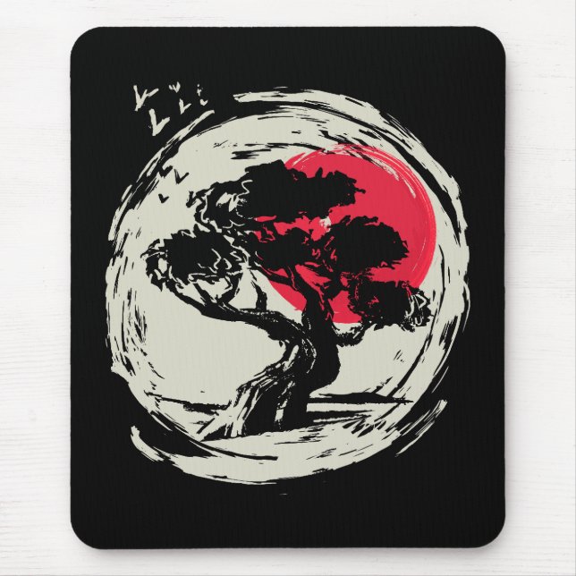 Bonsai Art Japanese Sunset Mouse Mat (Front)