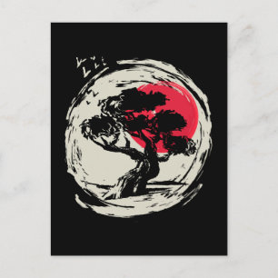Bonsai Art Japanese Sunset Postcard