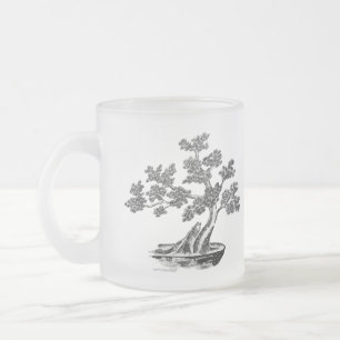 Bonsai - Chinese Style - black and white Frosted Glass Coffee Mug