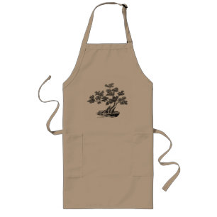 Bonsai - Chinese Style - black and white Long Apron