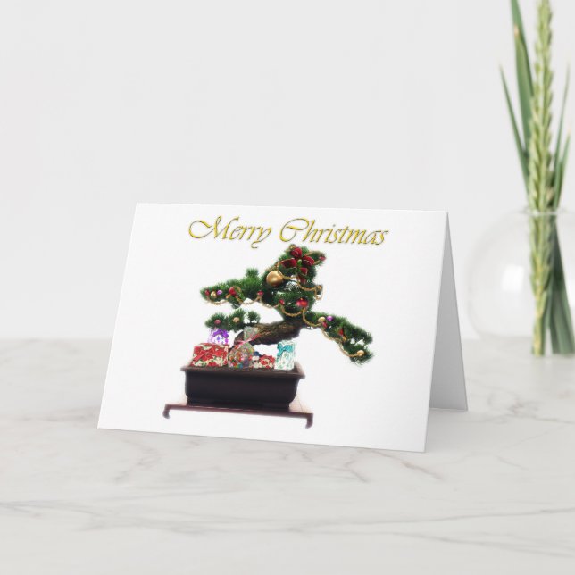 Bonsai Christmas Tree Holiday Card (Front)