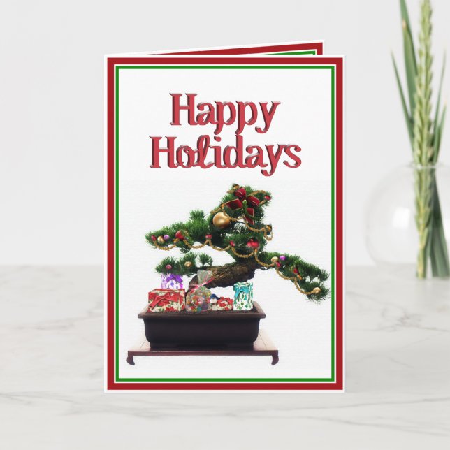 Bonsai Christmas Tree Holiday Card (Front)
