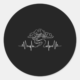 Bonsai Gardener Bonsai Tree Ekg Hebeat Classic Round Sticker