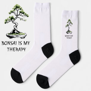 Bonsai is My Therapy funny quote for bonsai lovers Socks
