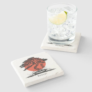 Bonsai Japanese Kanji Personalized Stone Coaster