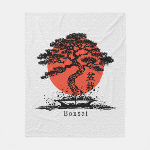 Bonsai Japanese Personalized Text Fleece Blanket