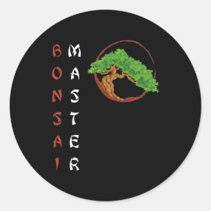 bonsai master sunrise miniature tree plants trees classic round sticker