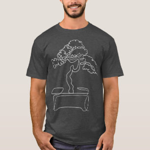 Bonsai Motif Hand Drawn Tree Zen Line Art Drawing T-Shirt