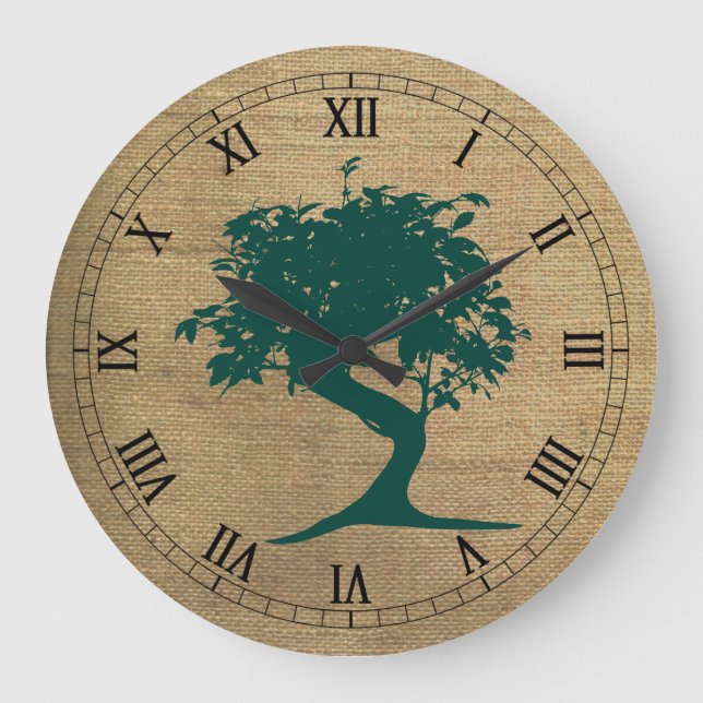 Bonsai on Burlap Wall Clock (Front)