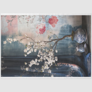 Bonsai Oriental Floral Still Life Tissue Paper