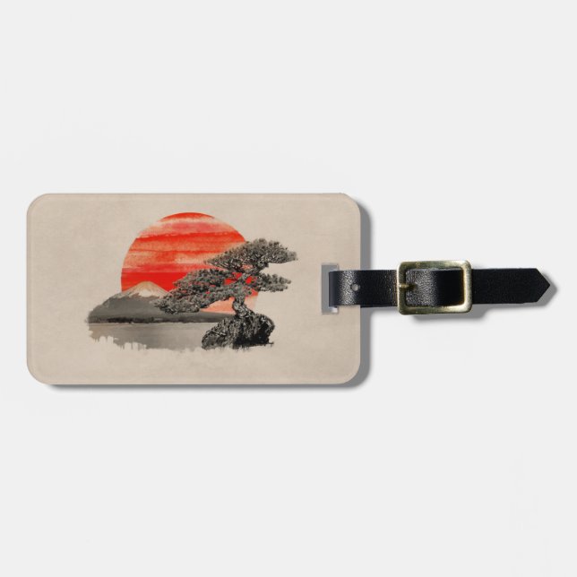 Bonsai Pine Tree - Fuji Sunset Luggage Tag (Front Horizontal)