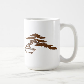 Bonsai silhouette in the semi-cascade style (brown coffee mug