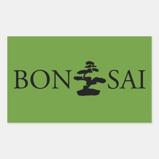 Bonsai Silhouette Rectangular Sticker (Front)