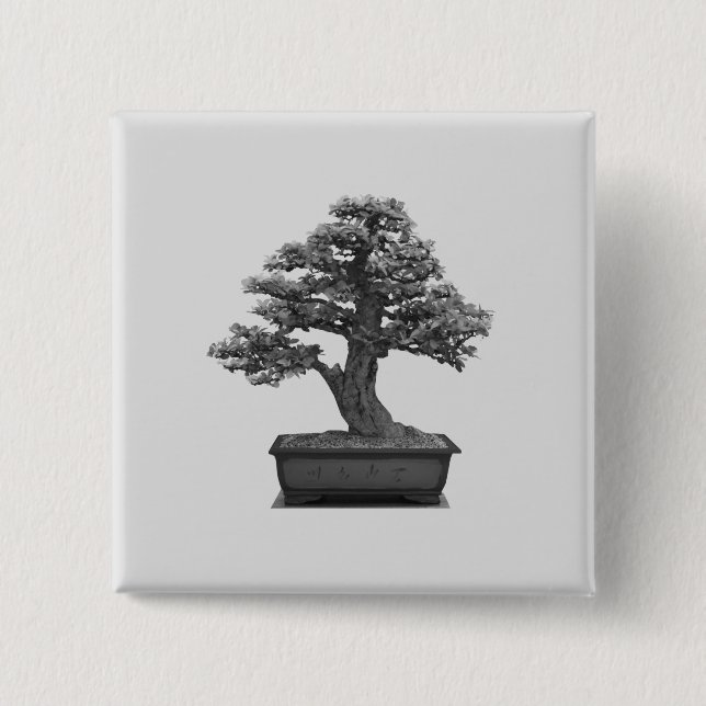 bonsai tree 15 cm square badge (Front)