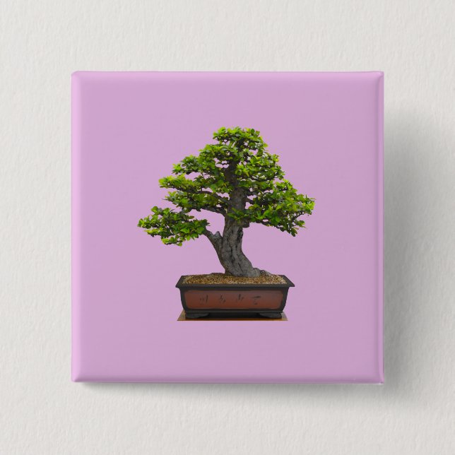 bonsai tree 15 cm square badge (Front)